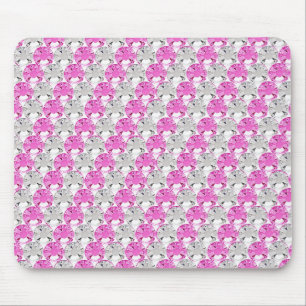 Pretty Pink and Clear Rhinestone Stripe Design Mouse Mat