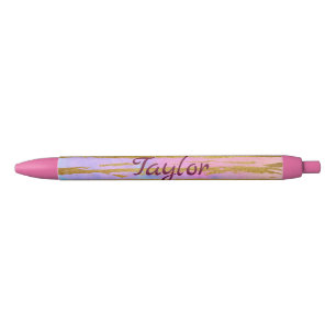 Pretty Pink and Gold Chic Black Ink Pen