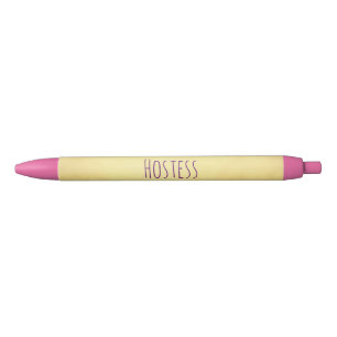 Pretty Pink and Gold Hostess Black Ink Pen