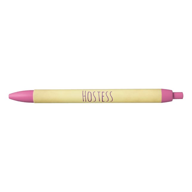 Pretty Pink and Gold Hostess Black Ink Pen (Front)