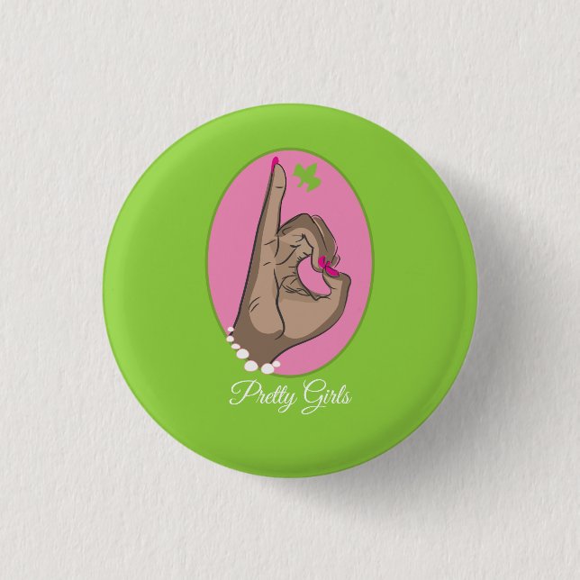 Pretty Pink and Green 3 Cm Round Badge (Front)