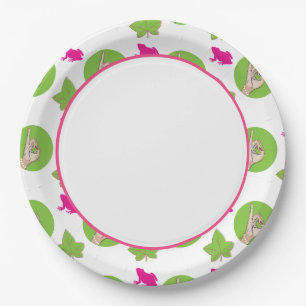 Pretty Pink and green paper plates