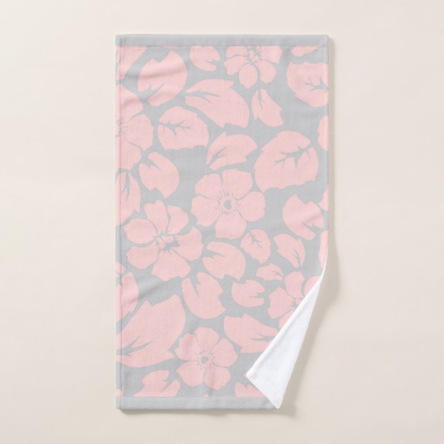 Pretty Pink and Grey Floral Monogram Hand Towel (Hand Towel)
