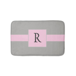 Pretty Pink and Grey Monogram Bath Mat