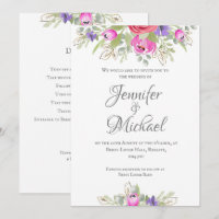 pretty, pink and lilac watercolour  tulip floral