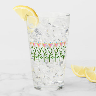 Pretty pink and mint flower border glass