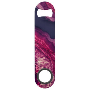 Pretty Pink and Purple Agate Geode Stone on Blue