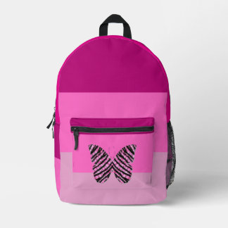 Pretty Pink and Purple Butterfly Girly Printed Backpack