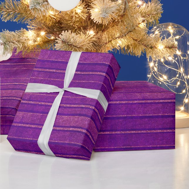 Pretty Pink and Purple Distressed Stripes Wrapping Paper (Holidays)