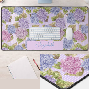 Pretty Pink and Purple Floral Custom Name Desk Mat