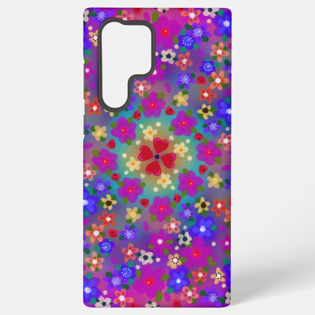 Pretty Pink and Purple Flowers Samsung Galaxy S22 Ultra Case (Back)