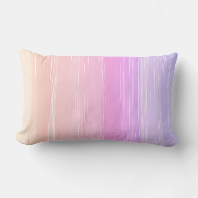 pretty pink and purple painted stripes minimalist lumbar cushion (Front)