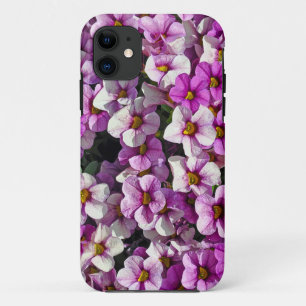 Pretty pink and purple petunias floral print iPhone 11 case