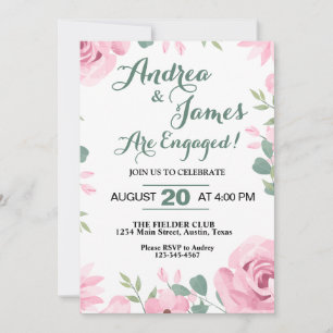 Pretty Pink and Seafoam green Engagement Party Invitation