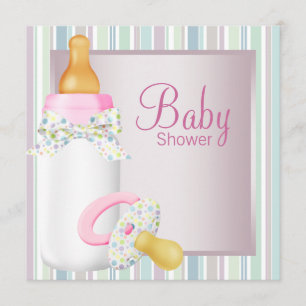 Pretty Pink and Teal Blue Baby Girl Shower Invitation