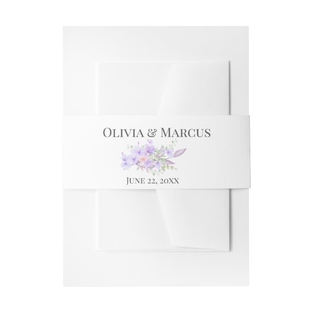 Pretty Pink and Violet Floral Bouquet Invitation Belly Band (Front Example)