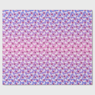 Pretty Pink and White Butterfly Round Pillow  Wrapping Paper