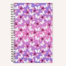 Pretty Pink and White Butterfly Spiral Notebook