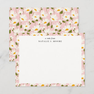 Pretty Pink and White Daisies Border Card