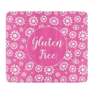 Pretty Pink and White Floral Gluten Free Celiac Cutting Board