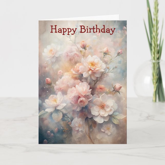 Pretty Pink and White Flowers  Card (Front)