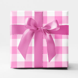 Pretty Pink and White Gingham Big Pattern Wrapping Paper