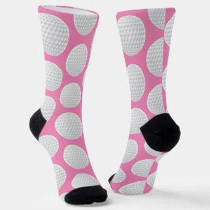 Pretty Pink and White Golf Ball Print Socks