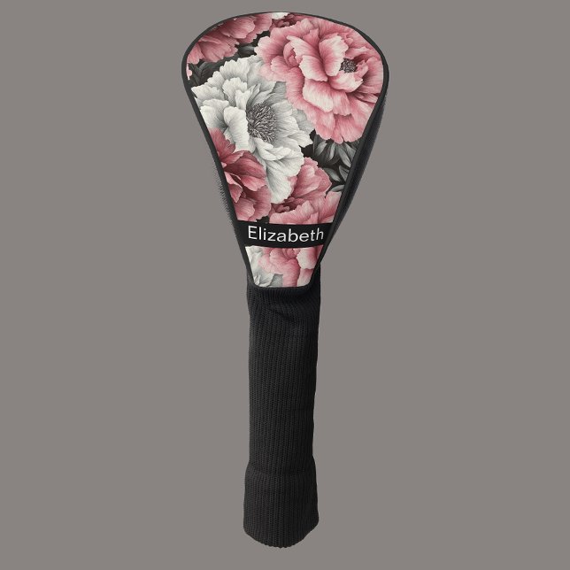 Pretty Pink and White Peony Personalized Golf Head Cover (Creator Uploaded)