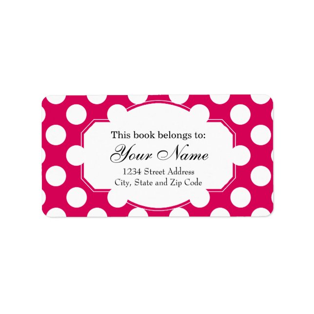 Pretty Pink and White Polka Dots Pattern Label (Front)