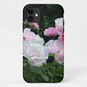 pretty pink and white rose flower bushes. Botanica iPhone 11 Case