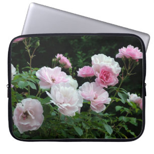 pretty pink and white rose flowers. Floral photo Laptop Sleeve
