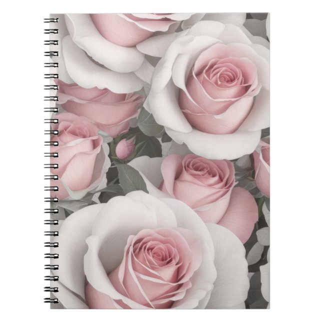 Pretty Pink and White Roses Notebook (Front)