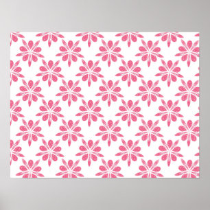 Pretty Pink and White Snowflake Flower Pattern Poster