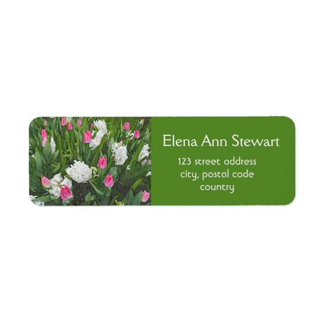 Pretty pink and white spring garden flowers (Front)