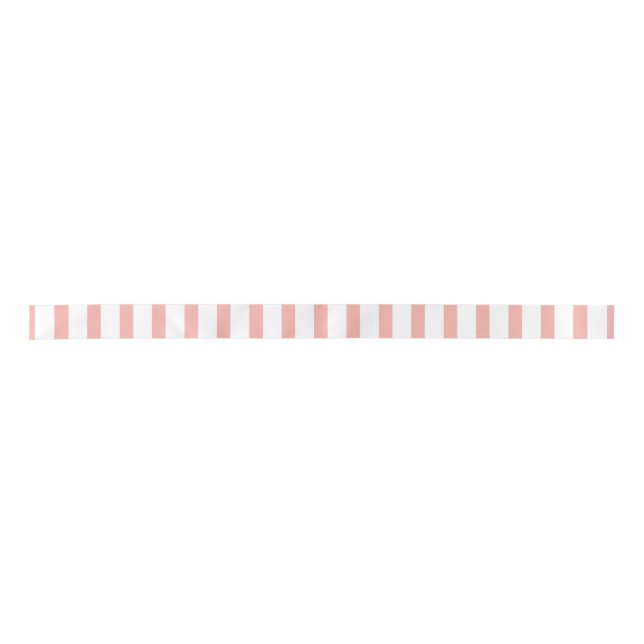 Pretty Pink and White vertical stripes Satin Ribbon (Front)