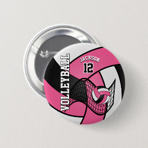 Pretty Pink and White Volleyball 6 Cm Round Badge