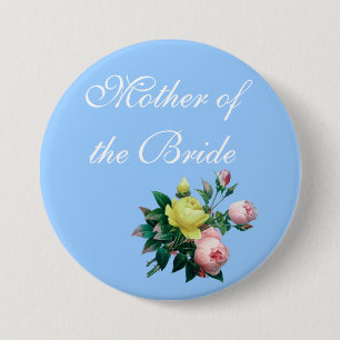 pretty pink and yellow rose flowers wedding button