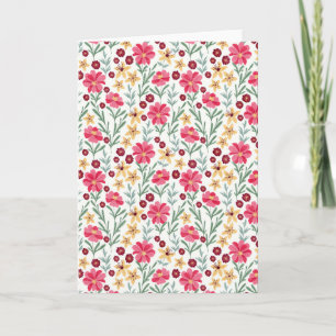 Pretty Pink and Yellow Vintage Floral Pattern Card