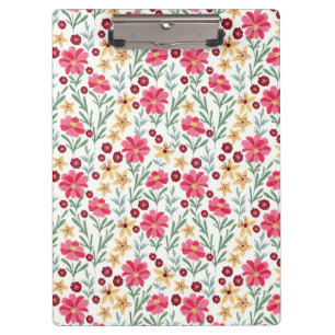 Pretty Pink and Yellow Vintage Floral Pattern Clipboard