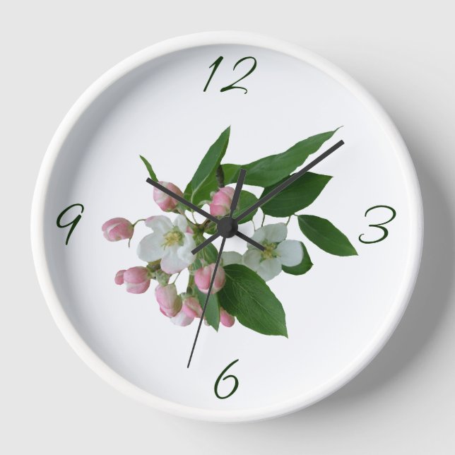 Pretty pink apple blossom beautiful floral clock (Front)