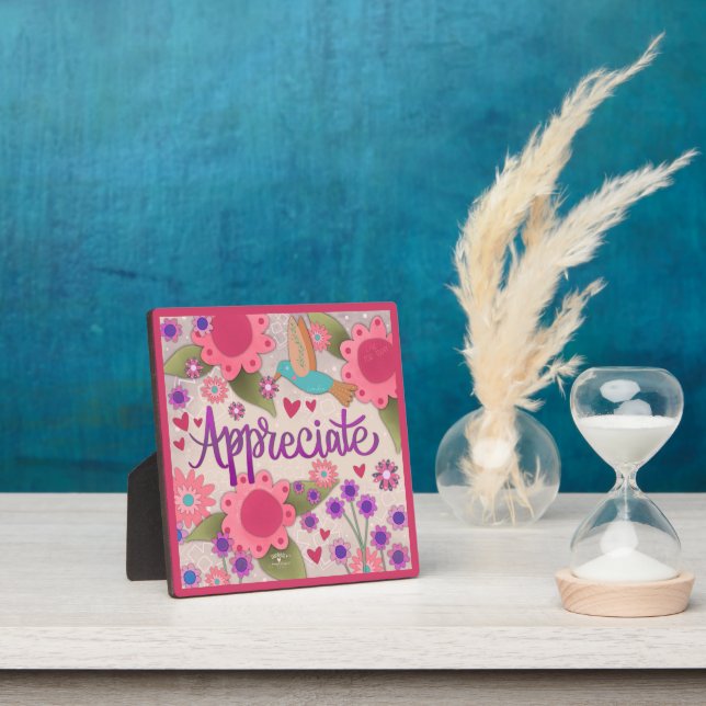 Pretty Pink Appreciate Inspirational Custom Floral Plaque (Insitu)