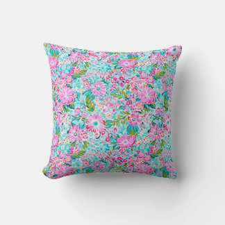Pretty Pink Aqua Blue Chic Trendy Pastel  Cushion