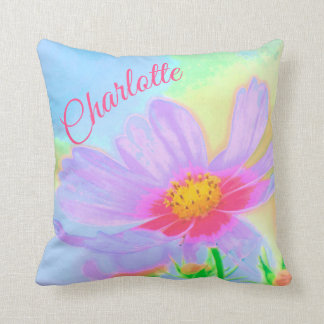 Pretty Pink Aster Flower Cushion