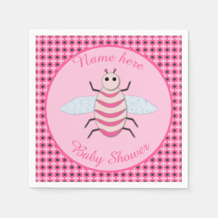 Pretty Pink Baby Girl Bee Baby Shower Custom Napkin