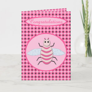 Pretty Pink Baby Girl Bee Card