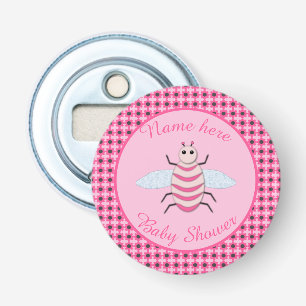 Pretty Pink Baby Girl Bee Custom Baby Shower Bottle Opener