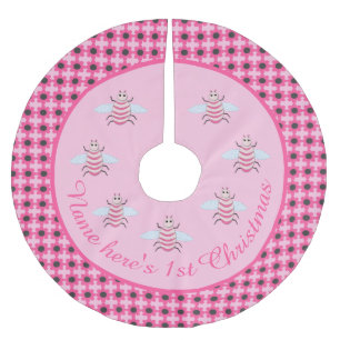 Pretty Pink Baby Girl Bee Custom Brushed Polyester Tree Skirt