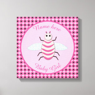 Pretty Pink Baby Girl Bee Custom Canvas Print
