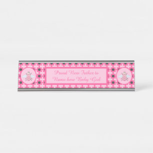 Pretty Pink Baby Girl Bee Custom Desk Name Plate