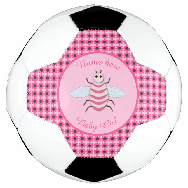 Pretty Pink Baby Girl Bee Custom Football (Front)